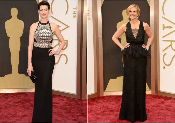 AFP - El negro fue el escogido por Anne Hathaway vestida de Gucci y Julia Roberts de Givenchy Couture.