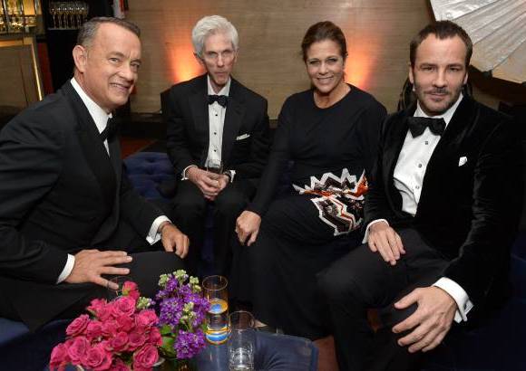 AP/BFI - Tom Hanks, Richard Buckley, Rita Wilson y Tom Ford luego de la fiesta de apertura de Festival de Cine de London.