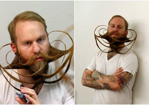 Reuters - 5 horas necesita Justin Kellermeier de Estados Unidos para preparar su barba en el Campeonato Mundial de Barba 2013 que se realiza en Leinfelden-Echterdingen cerca de Stuttgart, Alemania.