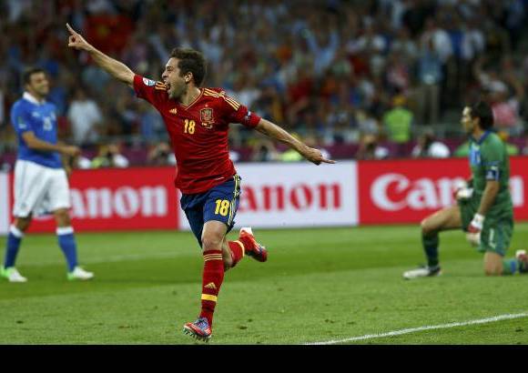 Reuters - Jordi Alba marc&#243; el segundo gol para los espa&#241;oles.