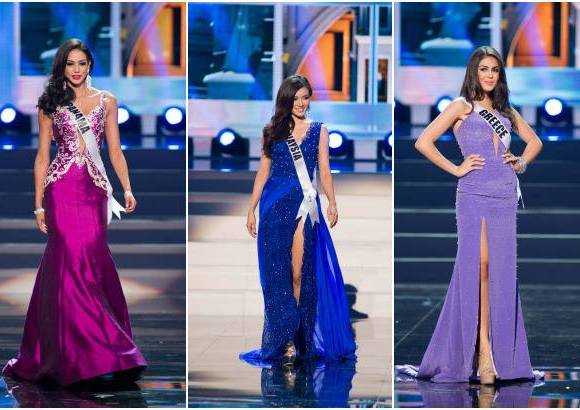 Reuters - Carolina Brid, Miss Paraguay; Carey Ng, Miss Malasia y Anastasia Sidiropoulo, Miss Grecia.