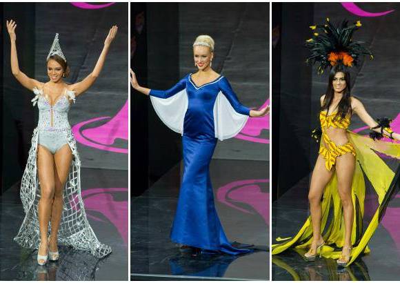 Reuters - Hinarani de Longeaux, Miss Francia; Kristina Karjalainen, Miss Estonia y Luc&#237;a Aldana, Miss Colombia.