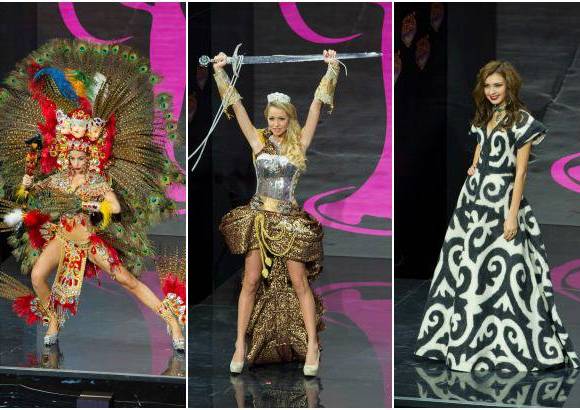 Reuters - Nastassja Bolivar, Miss Nicaragua (Ganadora del Mejor Traje T&#237;pico); Alexandra Friberg, Miss Suecia y Aigerim Kozhakhanova, Miss Kazakhstan.
