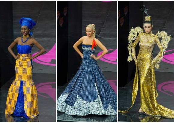 Reuters - Hanniel Jamin, Miss Ghana; Jeanette Borhyova, Miss Eslovaquia y Jin Ye, Miss China.