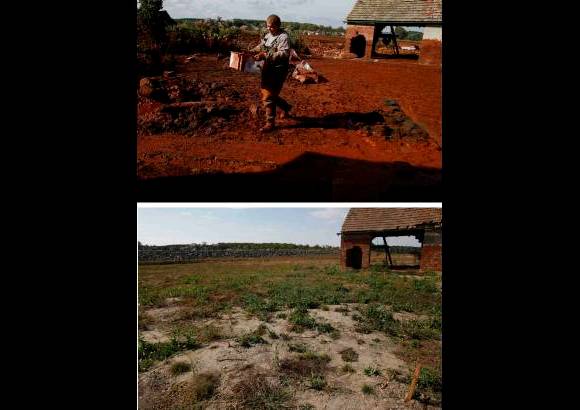 Reuters - Donde tras el vertido no se ve&#237;a nada m&#225;s que el lodo rojo, hoy se inaugur&#243; un parque conmemorativo, en recuerdo de los da&#241;os materiales y las p&#233;rdidas de vidas humanas, que fueron llorados por muchos de los participantes.