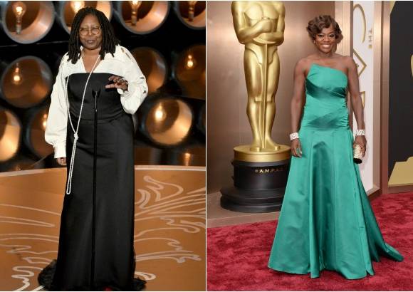 AFP - Deslucieron Whoopy Goldberg de quien no hay referencias de su diseñador y Viola Davis vestida de Escada.