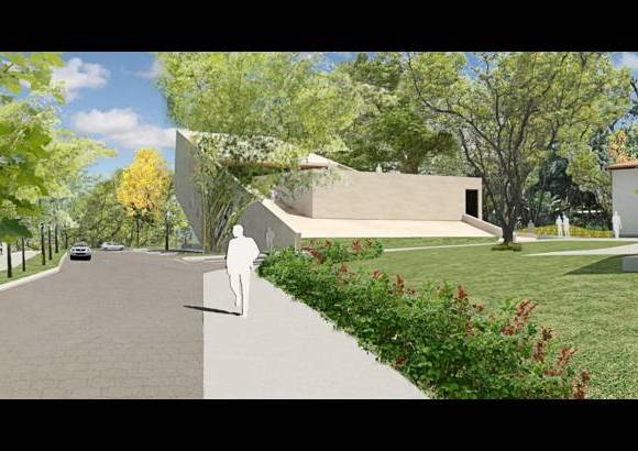 Andrés Obregón - Render de la parte posterior, interior del jardín.