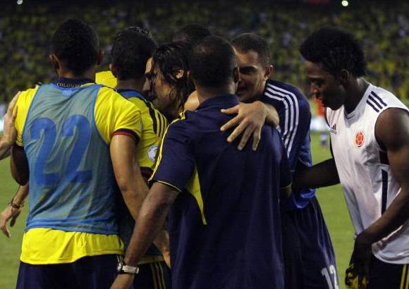 Juan Antonio S&#225;nchez - Los jugadores de la selecci&#243;n Colombia celebran el paso de Colombia al Mundial Brasil 2014.