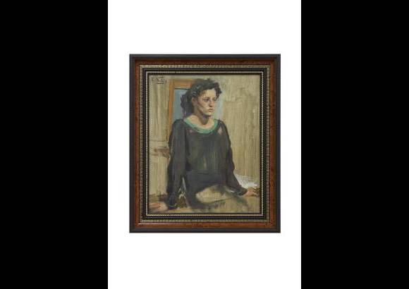 Cortes&#237;a - Retrato de mujer del maestro Eladio V&#233;lez. &#211;leo sobre madera. Parece un boceto.