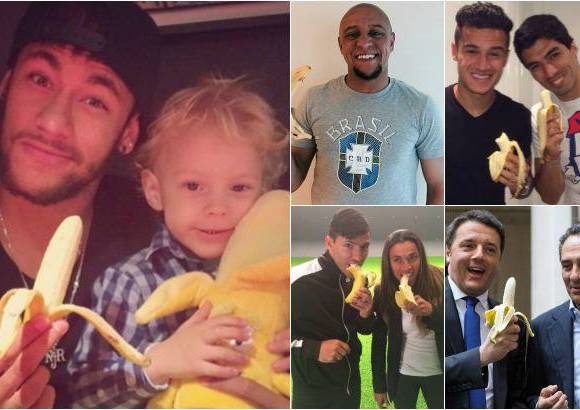 FOTOS CORTES&#205;A - Un pl&#225;tano que fue arrojado a Dani Alves durante el partido con el Villarreal, se convirti&#243; este lunes en la m&#225;s contundente arma en la lucha contra el racismo.