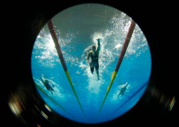 Reuters - Espectacular imagen de la nataci&#243;n, para destacar los escenarios de los Juegos.