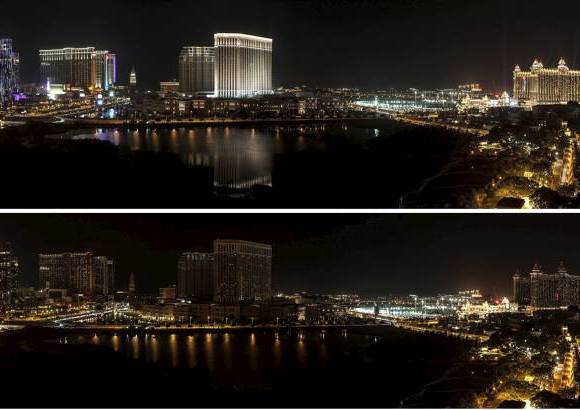 AP - Macao, en China antes y durante La Hora del Planeta.