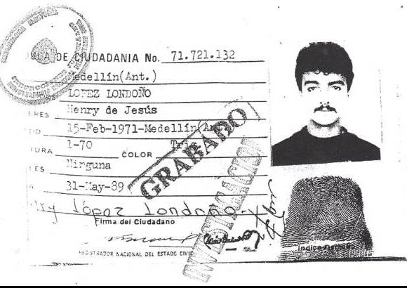 NELSON MATTA COLORADO - La c&#233;dula fue uno de los primeros documentos recaudados en la rese&#241;a de alias &quot;Mi Sangre&quot;, &quot;Carlos Mario&quot; o &quot;Salvador&quot;.