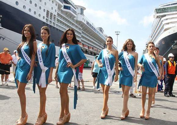 Foto Colprensa - Las candidatas conocieron el crucero Infinity, que se encuentra anclado por estos días en el Puerto de la ciudad Heroica.