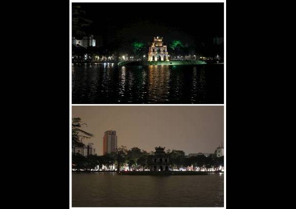 Reuters - Centro de Hanoi, Vietnam, antes y durante La Hora del Planeta