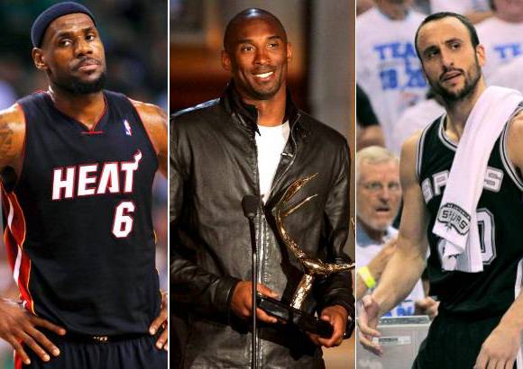 Reuters y archivo - LeBron James, jugador de Miami Heat y Kobe Bryant, jugador de Los &#193;ngeles Lakers, son dos de las figuras del Dream Team de Estados Unidos. Emanuel Gin&#243;bili es la gran estrella del conjunto argentino.