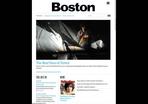AP - Las imágenes, tomadas por el sargento Sean Murphy, fotógrafo de la Policía que trabajó en el operativo de captura de los hermanos Tsarnaev, aparecieron por primera vez la noche del jueves en varios medios locales, y en ellas se ve a un joven, ensangrentado y derrotado, muy diferente al de la portada de Rolling Stone.