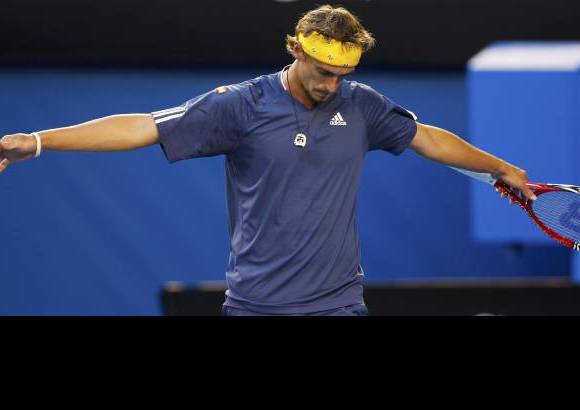 Reuters - El ruso Alexander Kudryavtsev se lamenta por la derrota ante Federer.