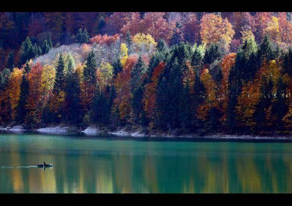 Reuters - El colorido del otoño se refleja en el agua durante un día soleado en Alemania.