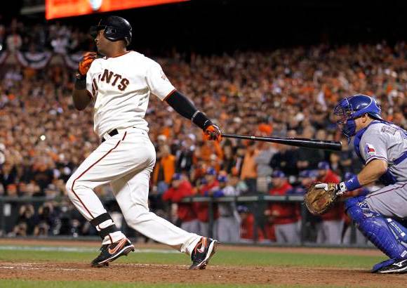 Reuters - Con Matt Cain y Wilson enfrascados en un duelo sin carreras, Rentería salió a batear en la parte baja del quinto. Wilson dejó una recta muy alta en cuenta de 0-1 y el colombiano la depositó en los asientos de la tribuna izquierdo.