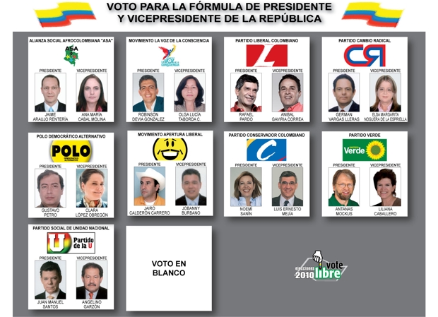 Con este tarjetón se elegirá al próximo presidente de Colombia el 30 de mayo. | Con este tarjetón se elegirá al próximo presidente de Colombia el 30 de mayo.