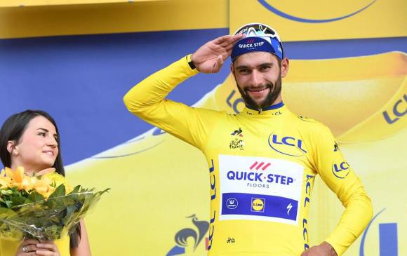 Fernando Gaviria líder de la clasificación general del Tour de Francia en el año 2018. FOTO cortesía @LeTour