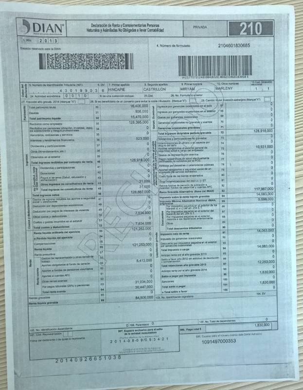 4. Declaración de renta de la esposa del alcalde