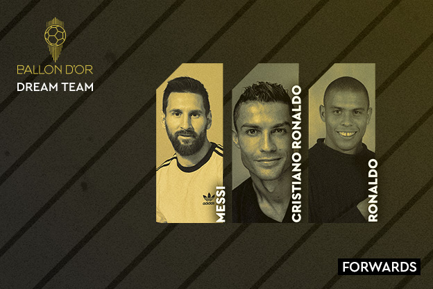 Lionel Messi, Cristiano Ronaldo y Ronaldo Nazário son la poderosa delantera de este once histórico de France Football. FOTO EFE