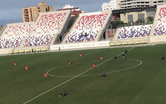 Esta es la imagen de los jugadores de Barranquilla en el duelo ante Pereira por la fecha 14 del torneo de ascenso. FOTO TOMADA DE TWITTER @ToqueSports