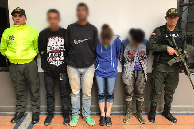 La policía reportó que entre los capturados está alias El Flaco, Martillo y Barbas. FOTO CORTESÍA