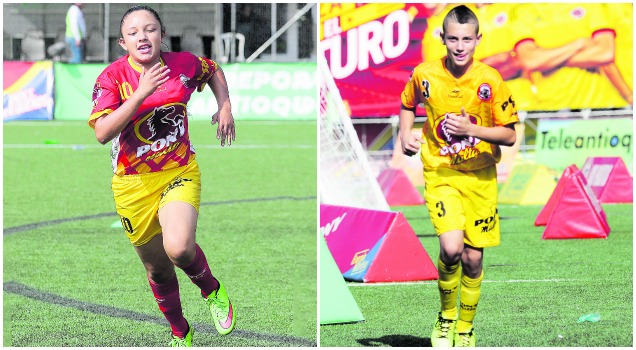 María Camila Reyes, de La Aurora II, se destacó como la jugadora más valiosa del Ponyfútbol femenino. FOTO Donaldo Zuluaga, a la derecha Jéfferson Cardona, de Dosquebradas, debutó en el Ponyfútbol con tres tantos, al final fue el goleador con seis. FOTO Cortesía