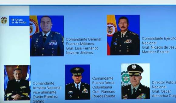 Esta es la nueva cúpula militar que comienza el empalme el martes. FOTO CORTESÍA