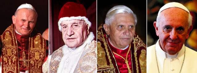 Juan Pablo II y Juan XXIII, "papa bueno", serán Santos | El Papa Francisco dio ayer luz verde a las canonizaciones de Juan Pablo II (izq.) y a Juan XXIII (der.). FOTO AP