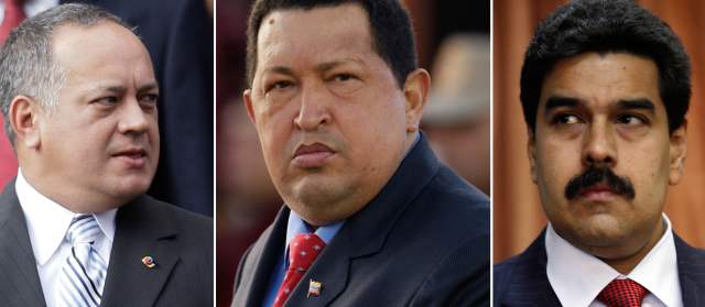 "El Presidente nos entregó un mensaje de aliento y fortaleza para el pueblo": Maduro | Diosdado Cabello, presidente de la Asamblea Nacional; Hugo Chávez, presidente de Venezuela y Nicolás Maduro, vicepresidente venezolano. FOTO ARCHIVO