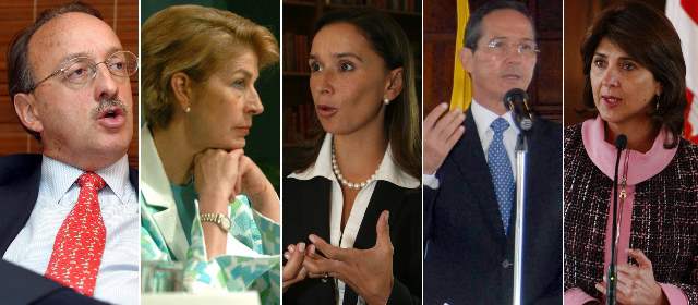 Procuraduría investiga a excancilleres por fallo de La Haya | Guillermo Fernández de Soto (1998- 2002), Carolina Barco Isakson (2002- 2006), María Consuelo Araújo Castro (2006- 2007), Fernando Araújo Perdomo (2007- 2008), Jaime Bermúdez (2008- 2010) y María Ángela Holguín. Foto: Archivo