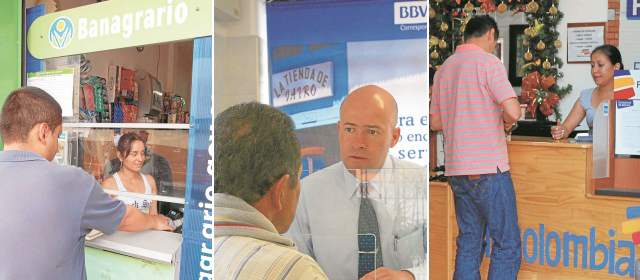 La bancarización le gana terreno a los usureros | Corresponsal no bancario de Banagrario en Hispania, suroeste antioqueño; uno de los 141 corresponsales que tiene BBVA en el departamento; y el PAC de Bancolombia.FOTO ARCHIVO