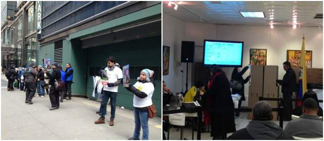 Colombianos en el exterior votan a medio ritmo en las elecciones | Las elecciones en Nueva York transcurren con calma, sin embargo hay propaganda a boca de urna. FOTO JOSÉ MONSALVE