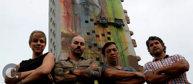 Un mono aullador, reflejo de Street Art | La directora del proyecto Norha Tamayo, y los tres artistas Bryan Sánchez, Ródez y Giovanni Acevedo (Nuk). FOTO JULIO HERRERA