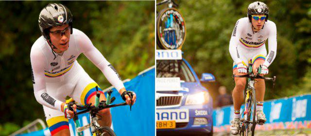 Tito y David ajustaron una buena actuación colombiana | José Tito Hernández y William David Muñoz durante la contrarreloj de la categoría júnior. FOTOS LUIS BARBOSA, FEDERACIÓN COLOMBIANA DE CICLISMO