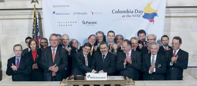 Nueva York y Londres le dan un toque de confianza a Colombia | El 16 de febrero de 2011 se celebró el encuentro "Colombia Day" en la Bolsa de Nueva York, cuando las principales empresas nacionales fueron a buscar inversionistas. FOTO ARCHIVO