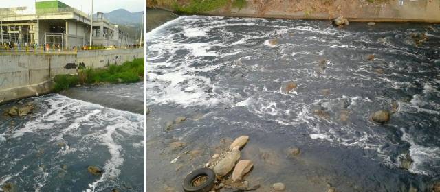 Este martes se presentaron nuevos vertimientos de colorantes al Río Medellín | Foto: cortesía Víctor Vélez @yovichugo