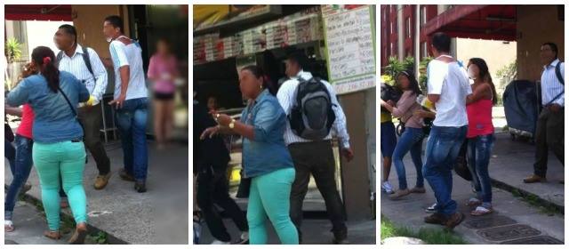 Estas fueron las imágenes captadas por los estudiantes. Uno de los supuestos ladrones portaba un morral donde, al parecer, llevaba los objetos .