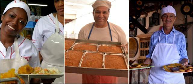 La ruta del sabor en Medellín | Sancocho de bagre con sazón chocoana, asados antioqueños, chicharrones ahumados, clásicas y tradicionales recetas de la repostería. De izquierda a derecha: María Yolanda Lora, de La esquina de la Ricura; Efraín Betancur, de Fondita La Moneda; y Gabriel Castrillón, de la repostería Las Palacio. FOTOS CORTESÍA