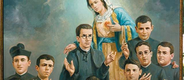 Un colombiano en el tren de los misioneros beatos | Este es el grupo de misioneros entre los que se encontraba Jesús Aníbal Gómez. en la mitad de la pintura y de gafas. Tenía 22 años. FOTO CORTESÍA