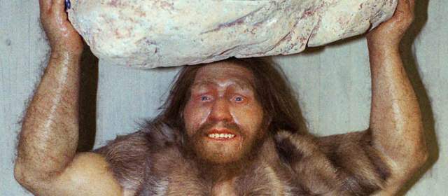 Réplica de un hombre de Neandertal en el museo Neanderthal en Mettmann, Alemania. Foto AP