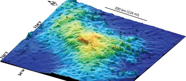 Hallan el mayor volcán de la Tierra | Reconstrucción del volcán con base en las mediciones de sísmica. Es una estructura de laderas suaves. IMAGEN CORTESÍA WILLIAM SAGER