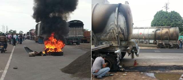 Queman dos tractomulas en Meta como protesta a empresas petroleras |