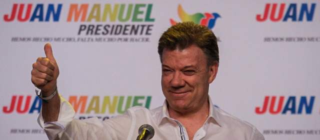 En la noche de este miércoles, el presidente-candidato, Juan Manuel Santos, presentó la imagen y el slogan de su campaña. FOTO COLPRENSA