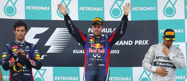 Sebastian Vettel logró el primer puesto en Malasia | El piloto de Red Bull, de 25 años, ganador en Malasia en 2011, logró su vigésimo séptima victoria en Fórmula Uno. FOTO REUTERS