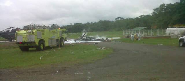 Se accidentó helicóptero militar dentro de la Brigada XVII en Carepa | El helicóptero se incendió una vez cayó a tierra. Foto cortesía